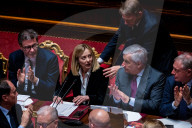  Italian Prime Minister Giorgia Meloni Addresses The Italian Senate Ahead Of The European Union Leader's Summit