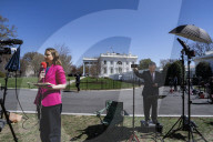 View Of The Media Waiting At The  White House For The President Donald J. Trump’s Calls With President Vladimir Putin