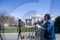 View Of The Media Waiting At The  White House For The President Donald J. Trump’s Calls With President Vladimir Putin