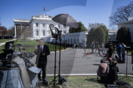 View Of The Media Waiting At The  White House For The President Donald J. Trump’s Calls With President Vladimir Putin