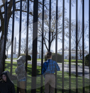 View Out Side On The White House With Tourists 