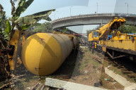 Train Derails In Dhaka