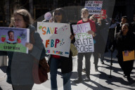 Demonstrators Protest Mass Firings Of Federal Employees In NYC