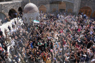 Crowds Of Syrians Mourn The Victims Of Israeli Airstrikes In Daraa.