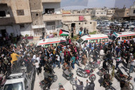 Crowds Of Syrians Mourn The Victims Of Israeli Airstrikes In Daraa.