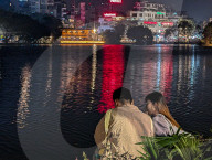 Romantic Evening By Hoan Kiem Lake In Hanoi