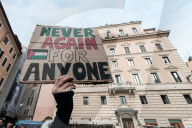 Pro-Palestinian Demonstrators In Rome Protest Israel's Renewed Bombing Campaign Against Gaza