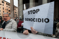 Pro-Palestinian Demonstrators In Rome Protest Israel's Renewed Bombing Campaign Against Gaza