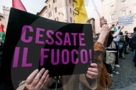 Pro-Palestinian Demonstrators In Rome Protest Israel's Renewed Bombing Campaign Against Gaza