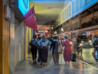 Bustling Night Street In Hanoi