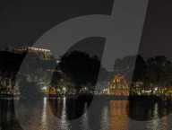 Illuminated Turtle Tower On Hoan Kiem Lake In Hanoi