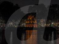 Illuminated Turtle Tower On Hoan Kiem Lake In Hanoi