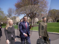 Secretary Of Defense Pete Hegseth Heads To A TV Interview After Announcing The F-47 Fighter Jet Program.