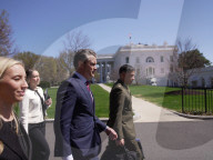 Secretary Of Defense Pete Hegseth Heads To A TV Interview After Announcing The F-47 Fighter Jet Program.