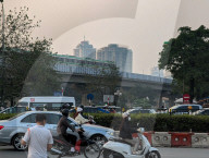 Elevated Metro Train Passing Over Nguyen Trai Street In Hanoi