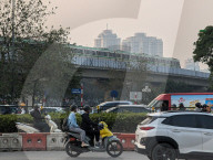 Elevated Metro Train Passing Over Nguyen Trai Street In Hanoi