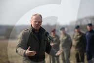 Polish Prime Minister Donald Tusk Visits Troops At The Polish-Belarusian Border