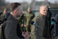 Polish Prime Minister Donald Tusk Visits Troops At The Polish-Belarusian Border