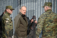 Polish Prime Minister Donald Tusk Visits Troops At The Polish-Belarusian Border