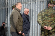 Polish Prime Minister Donald Tusk Visits Troops At The Polish-Belarusian Border