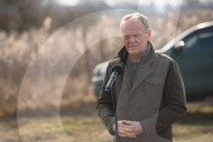 Polish Prime Minister Donald Tusk Visits Troops At The Polish-Belarusian Border