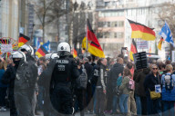 Querdenker Group And Some Right Wings Group Demo Against Weapon Delivery In Duesseldorf