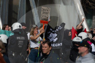 Querdenker Group And Some Right Wings Group Demo Against Weapon Delivery In Duesseldorf