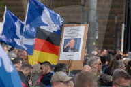 Querdenker Group And Some Right Wings Group Demo Against Weapon Delivery In Duesseldorf
