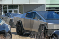 Protest Against Elon Musk At Edmonton Tesla Dealership