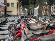 Motorbike Parking And Street Life In Hanoi