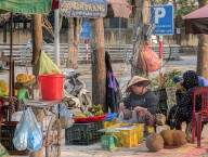 Street Fruit Vendors In Vietnam