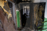 The Aftermath Of A Russian Shahed Attack Drone Strike On A Residential High-rise In Kyiv 