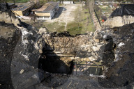 The Aftermath Of A Russian Shahed Attack Drone Strike On A Residential High-rise In Kyiv 