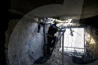 The Aftermath Of A Russian Shahed Attack Drone Strike On A Residential High-rise In Kyiv 