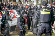 Dutch Far Right Group NVU Versus The Far Left In Baarn The Netherlands