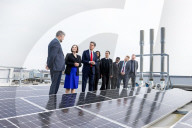 Secretary of State for Energy Security and Net Zero Ed Miliband and Secretary of State for Education Bridget Phillipson view school solar panels