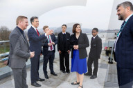 Secretary of State for Energy Security and Net Zero Ed Miliband and Secretary of State for Education Bridget Phillipson view school solar panels