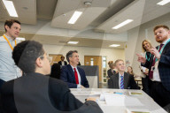 Secretary of State for Energy Security and Net Zero Ed Miliband and Secretary of State for Education Bridget Phillipson view school solar panels