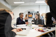 Secretary of State for Energy Security and Net Zero Ed Miliband and Secretary of State for Education Bridget Phillipson view school solar panels