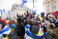 Stop the Hate counter-protest against Al-Quds Day rally to oppose the Islamic Human Rights Commission annual demonstration in support of Palestine, Oxford Circus, London, UK.