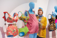 Splash! A Century of Swimming and Style exhibition and Baywatch swimsuit at the Design Museum, London, UK.