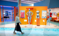 Splash! A Century of Swimming and Style exhibition and Baywatch swimsuit at the Design Museum, London, UK.