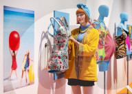 Splash! A Century of Swimming and Style exhibition and Baywatch swimsuit at the Design Museum, London, UK.