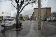 Man On Fire In Area Of Flushing Avenue And Irving Avenue In Bushwick Brooklyn New York