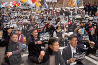 Trucks Carrying Tractors Appear At An Impeachment Rally Against President Yoon Suk-yeol