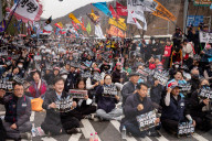 Trucks Carrying Tractors Appear At An Impeachment Rally Against President Yoon Suk-yeol