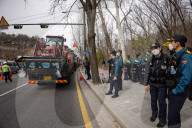 Trucks Carrying Tractors Appear At An Impeachment Rally Against President Yoon Suk-yeol