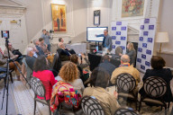 Mike Berners-Lee on his new book A Climate of Truth at the Royal Overseas League, London, UK.