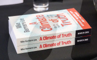 Mike Berners-Lee on his new book A Climate of Truth at the Royal Overseas League, London, UK.