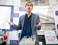 Mike Berners-Lee on his new book A Climate of Truth at the Royal Overseas League, London, UK.